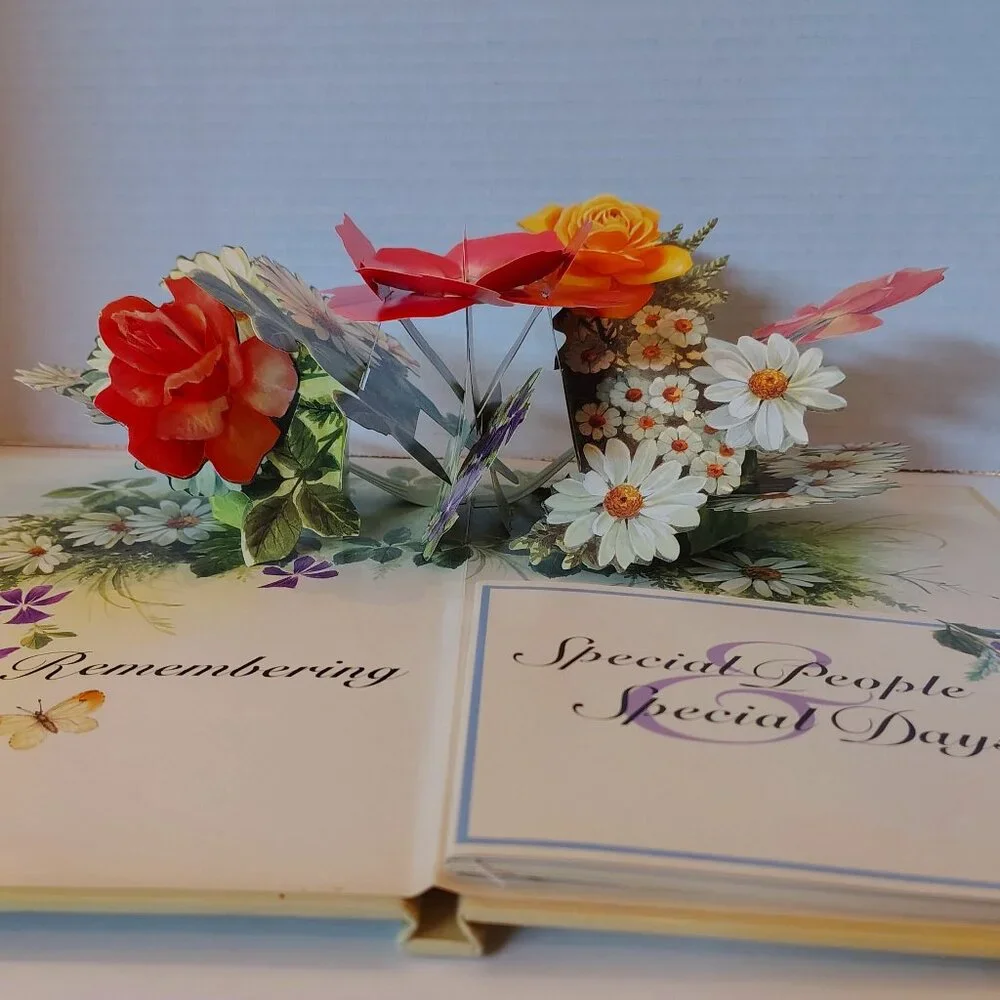 Vintage 90s Appointments and Special Days a Pop-Up Floral Bouquet Calendar Rose